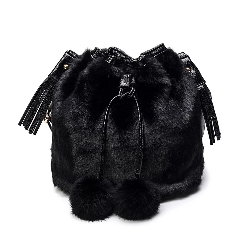 

Bag women's plush winter new one-shoulder bag bucket bag sloping bag hair bag