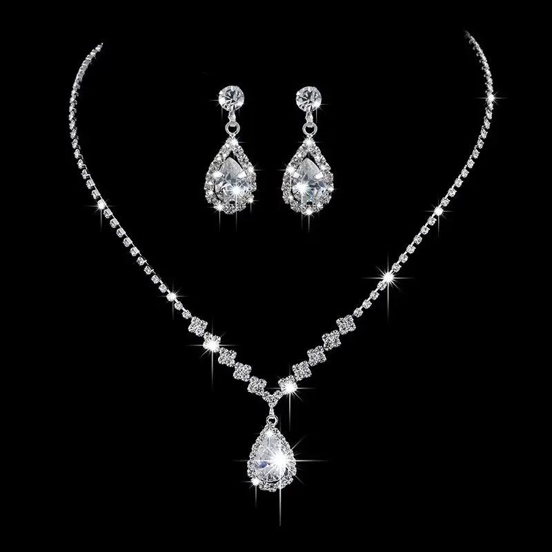 

Yiwu Shopping Fashion OL полностью Алмазный Подсолнух блестящее циркониевое ожерелье серьги Свадебные аксессуары оптом 459