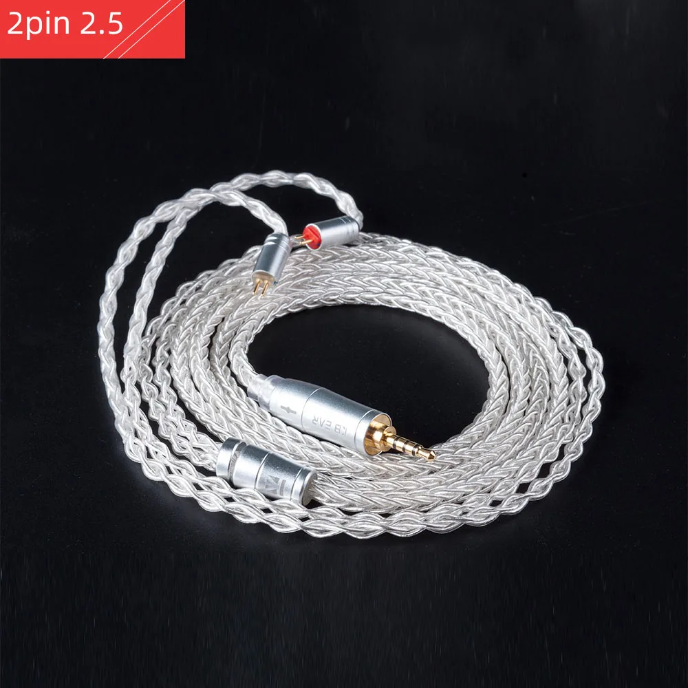 2.5MM 2PIN Silver FDBRO 8 ядер обновление посеребренный кабель баланс 2pin/MMCX/QDC с 2,5/3,5 кабель для наушников для A10 C10 ZS10 ZST IM2 - Цвет: 2.5MM 2PIN Silver
