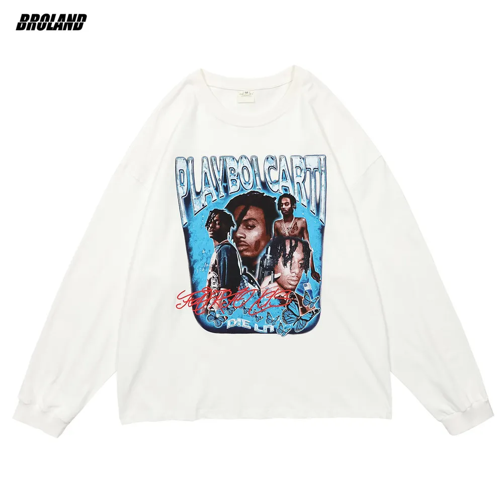 

Men's T-Shirt Full Sleeve Oversized Hip Hop Streetwear Cute Bear Print Harajuku Tshirt Autumn Cotton Casual T Shirt Clothing
