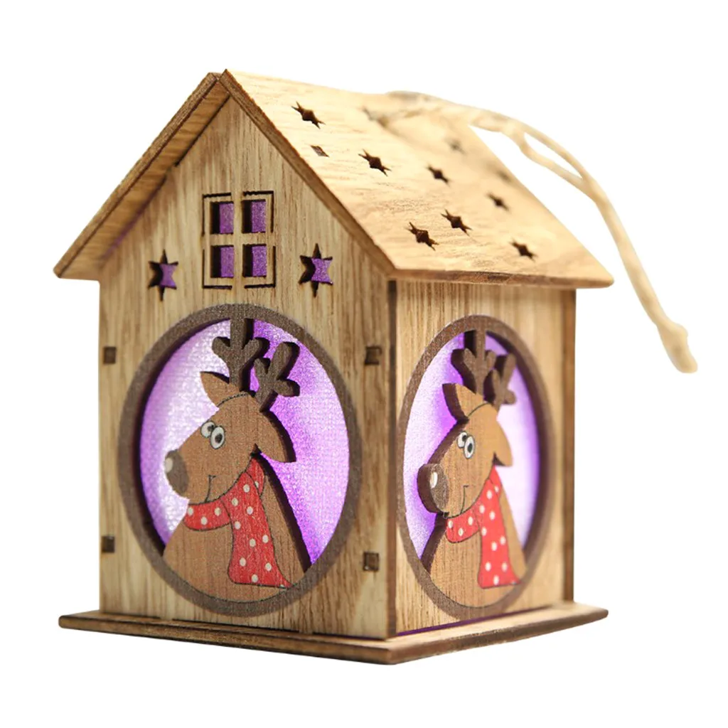 Праздничный светодиодный светильник деревянный дом рождественская елка