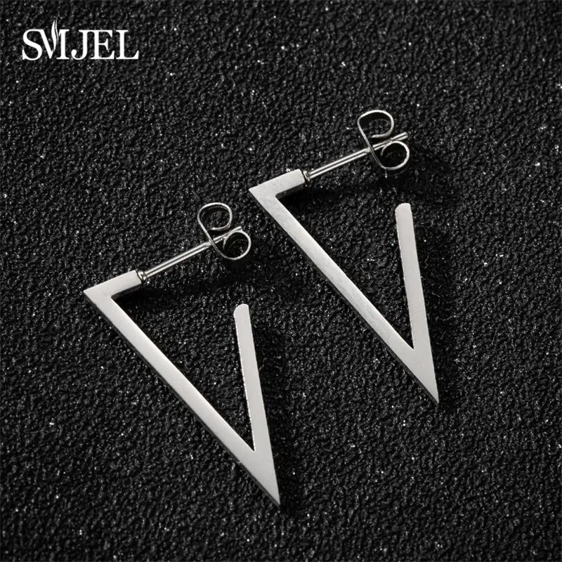 Женские Треугольные Серьги SMJEL в стиле панк из нержавеющей стали геометрические