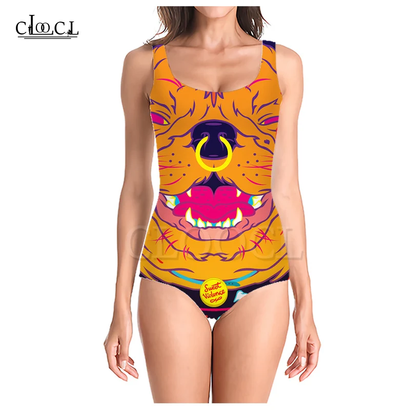 Женский слитный купальник CLOOCL с красочными перьями и 3D принтом купальный костюм