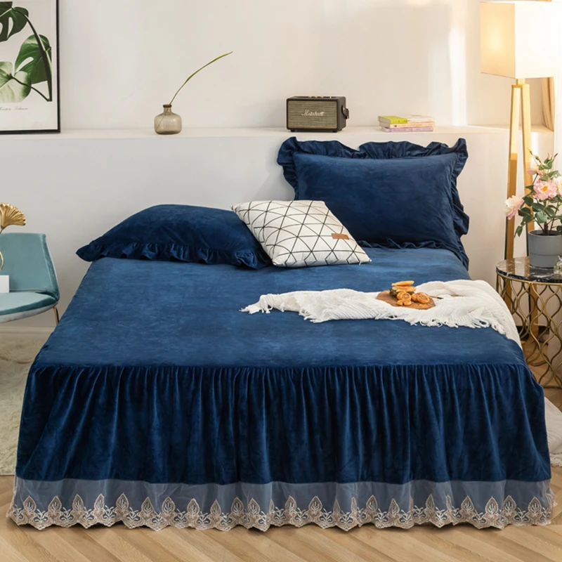 Кружевное покрывало принцессы постельное белье наволочка 1/3 шт. бархатное