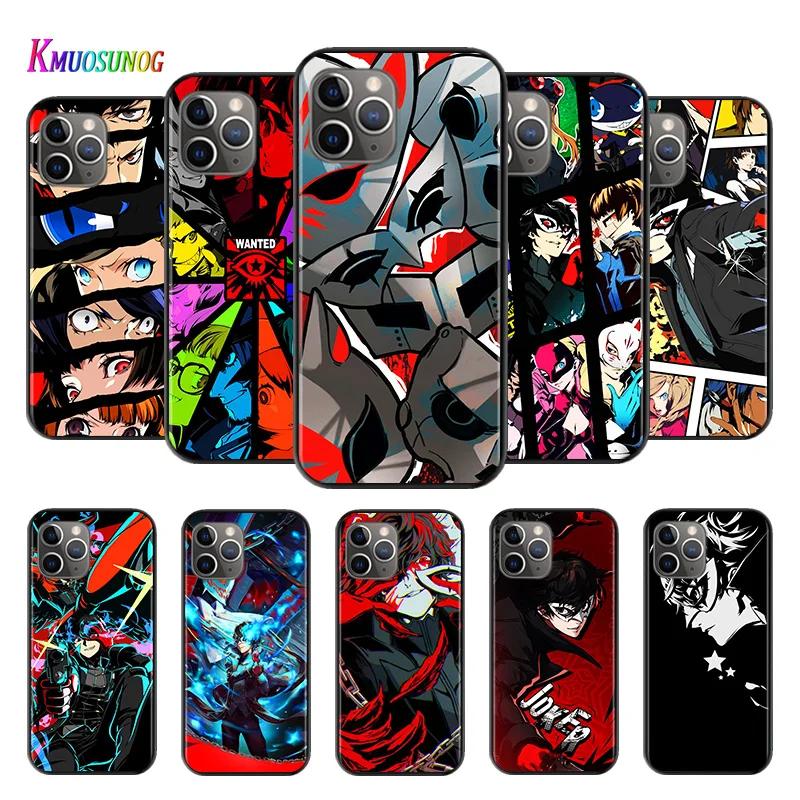 

Hot Anime Persona 5 Game For Apple iPhone 12 11 XS Pro Max Mini XR X 8 7 6 Plus 5 SE Black Phone Case