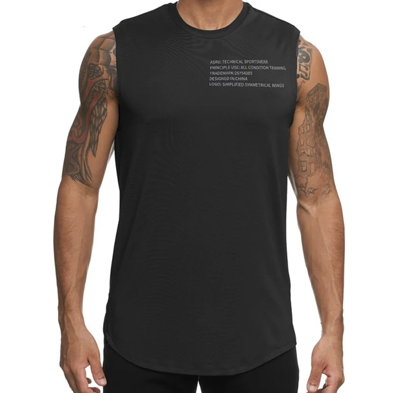 

Men Fitness Tank Top Gym Muscle Singlets Bodybuilding Workout Sleeveless Shirt Sportswear Sport Training Stringer Running Vest
