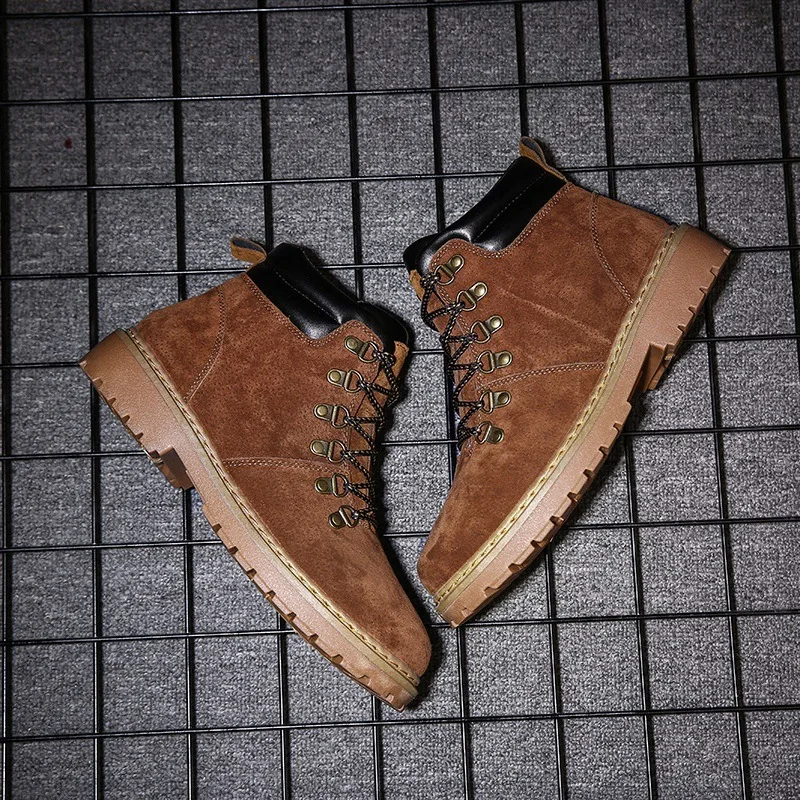 Мужские ботинки Martens; кожаная зимняя теплая обувь; мужские мотоциклетные ботильоны; doc martins; осенние мужские оксфорды; hjm89