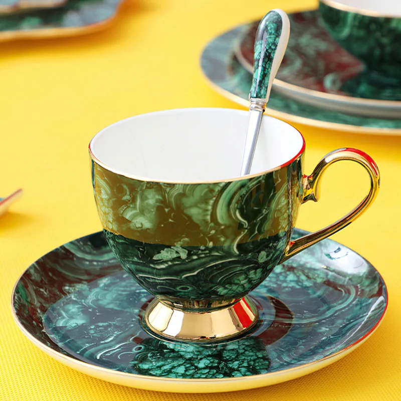 Керамическая круглая зеленая чашка обеденная тарелка столовая посуда дюйма для