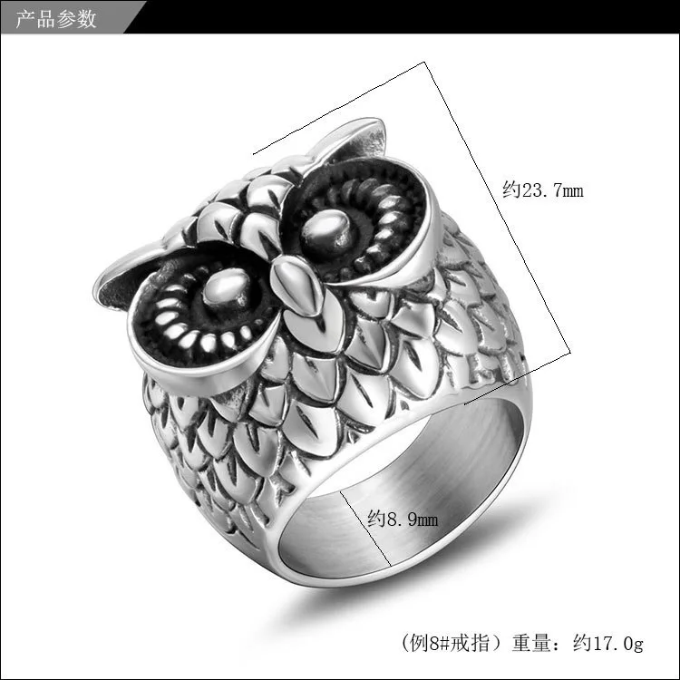 Кольца Совы из нержавеющей стали в винтажном готическом стиле байкерские кольца