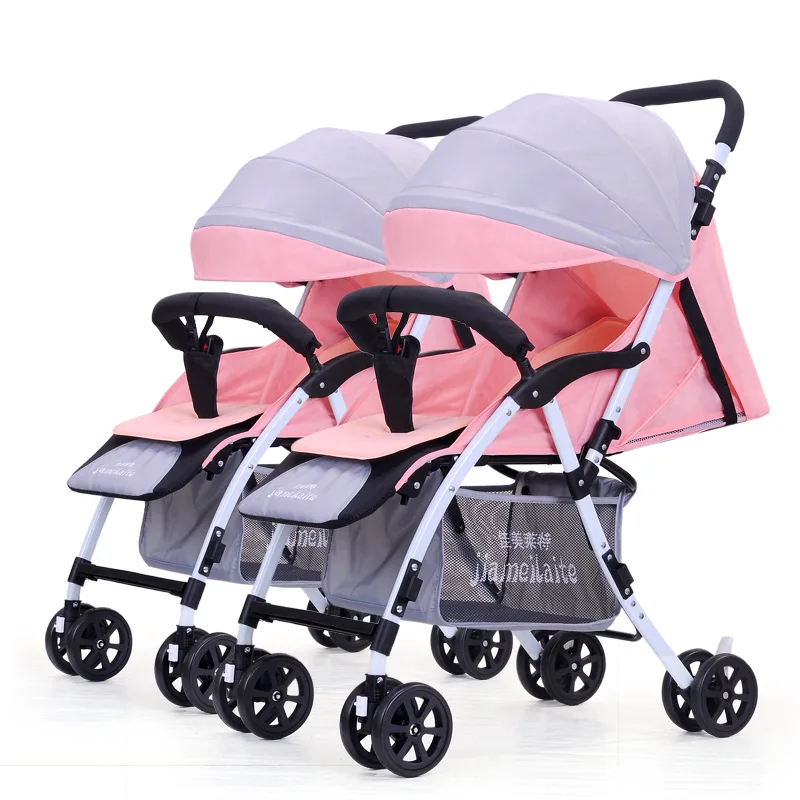 Twin Baby Stroller Lightweight Folding Cart High High Landscape Suspension Baby Carriage adjustable Four Wheel Stroller