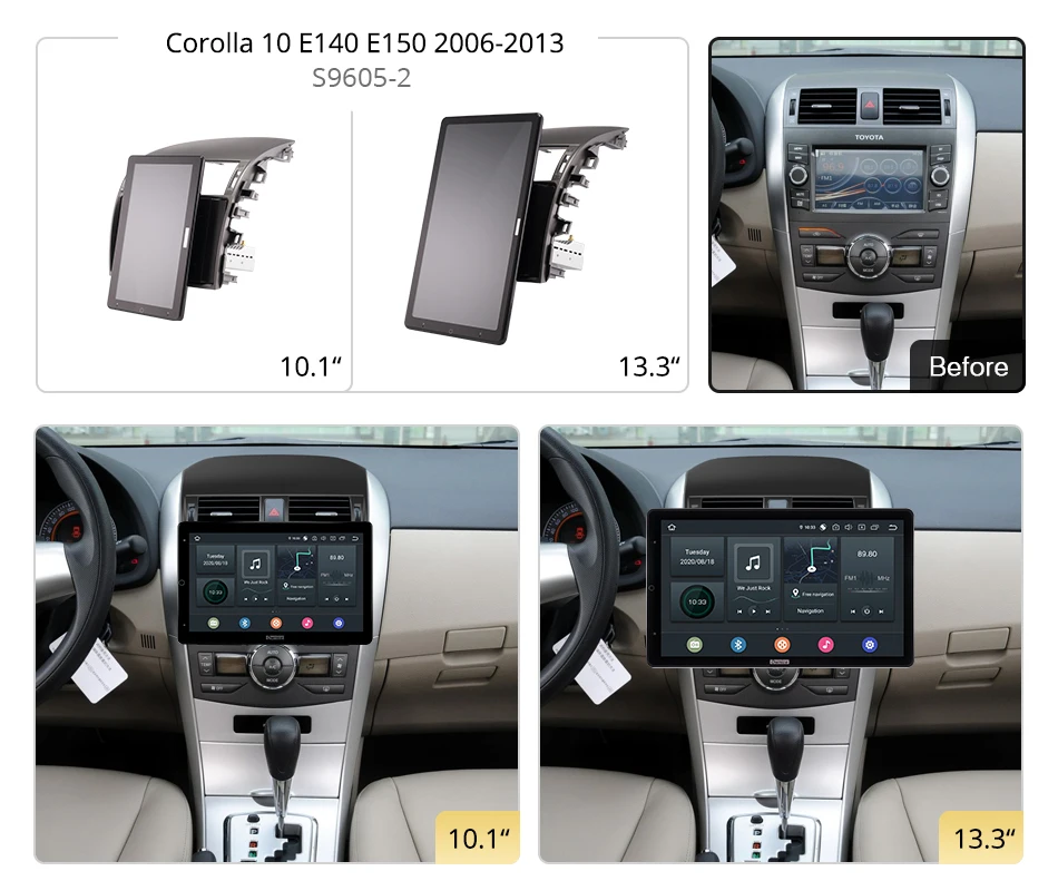 Tesla экран 13 дюймов PX6 Android 10 0 автомобильное радио для Toyota Corolla E140/150 2006 2007 2008-2013 4G + 64G