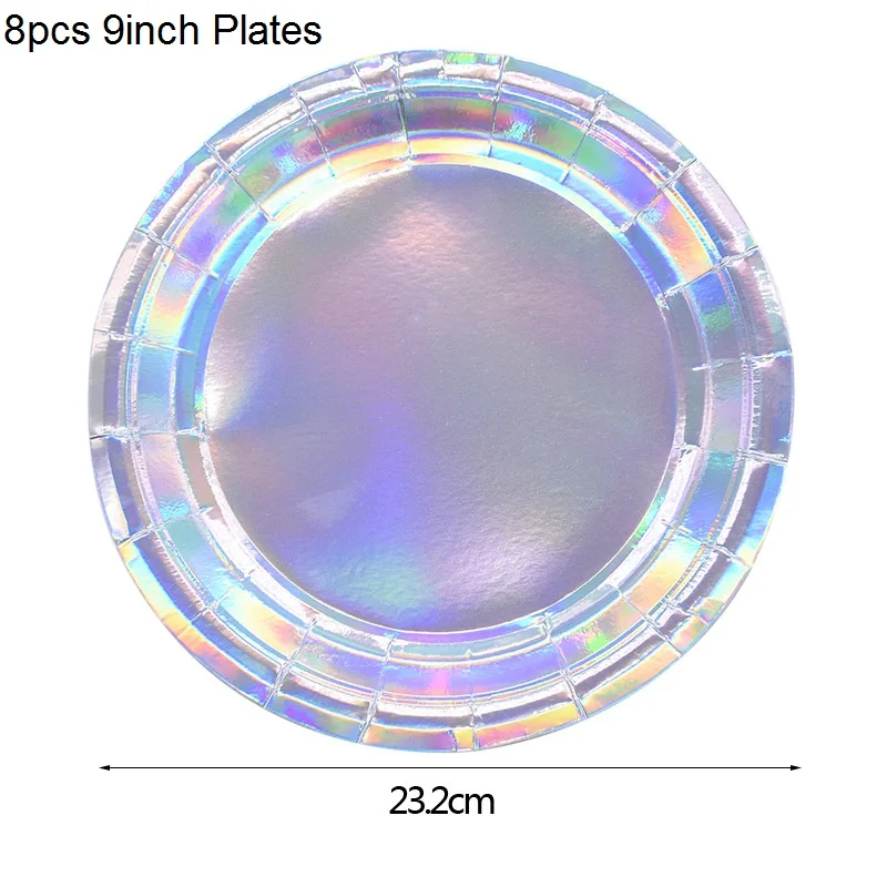 340-plates B01 Party Disposable Tableware Laser Paper Cups Plates for Wedding Birthday Baby Shower Festival Banquet Tableware Party Supplies - Цвет: 340-plates B01