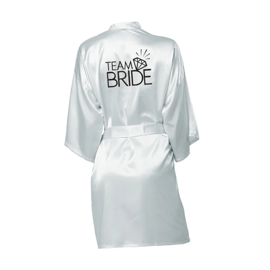 Team Bride-white Свадебная вечеринка команда невесты халат кимоно атласная пижама халат Подружка невесты, сестра на заказ халаты - Цвет: Team Bride-white
