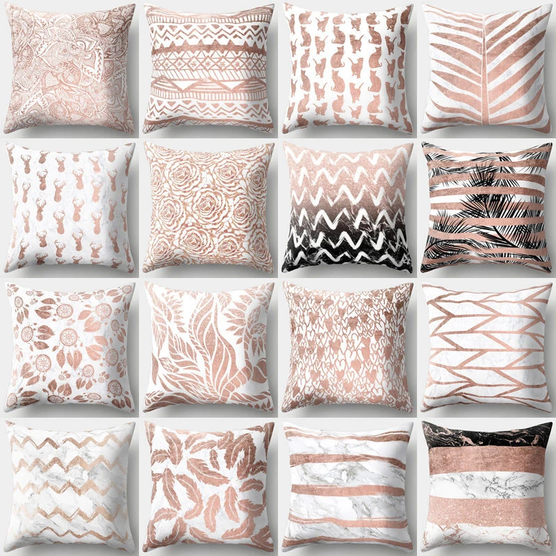Наволочка розовая Золотая Подушка Розовая геометрическое Мраморное украшение