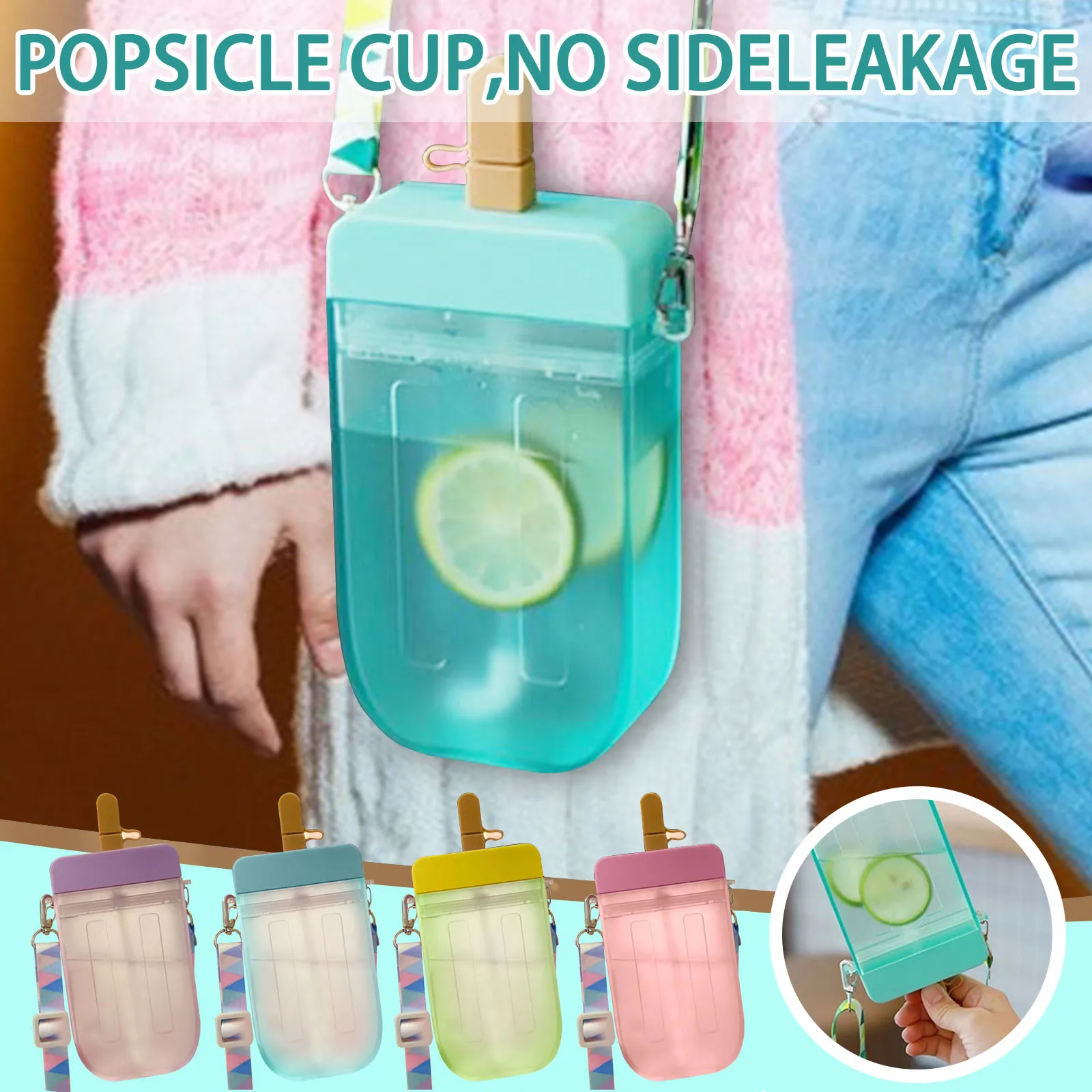 

300ml Creative Transparent Square Plastic Popsicle Cup Outdoor Cold Juice Water Cups Fashion Ice Cream Water Cup With Rope