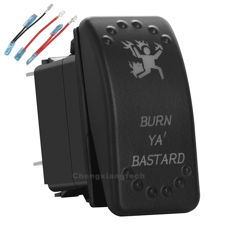 

BURN YA'BASTARD Blue Led 5Pin On/Off 20A/12V 10A/24V SPST Rocker Switch + Jumper Wires Set for Car Boat Trucks Water Proof