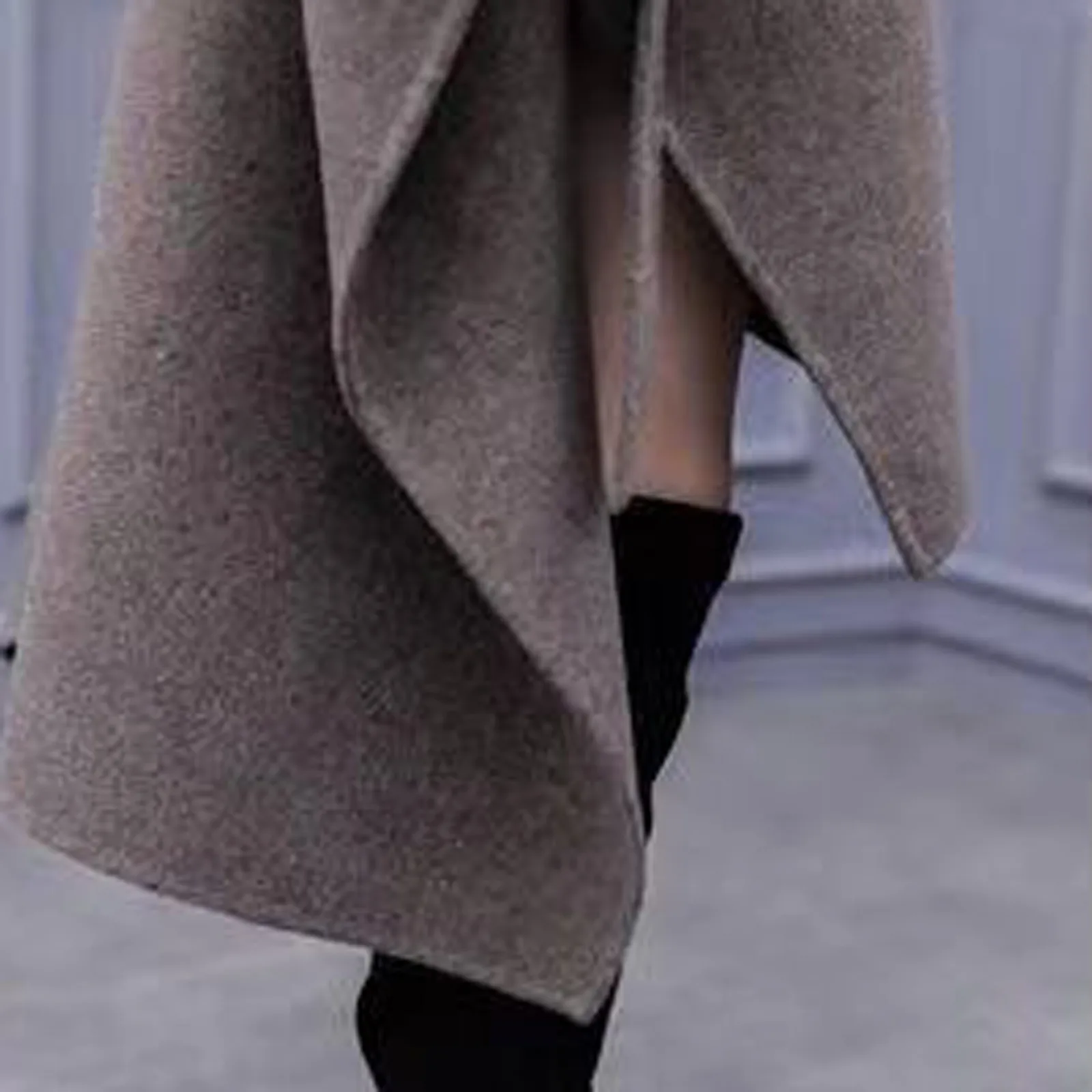 

Fashion Women Solid Vintage Winter Office Long Sleeve Button Woolen Jacket Coat down jacket black female manteau noir femme E1