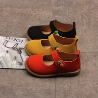 2021 spring girls dress shoes cute suede mary janes shoes fall black red yellow baby dance shoes children girl sneakers e01253