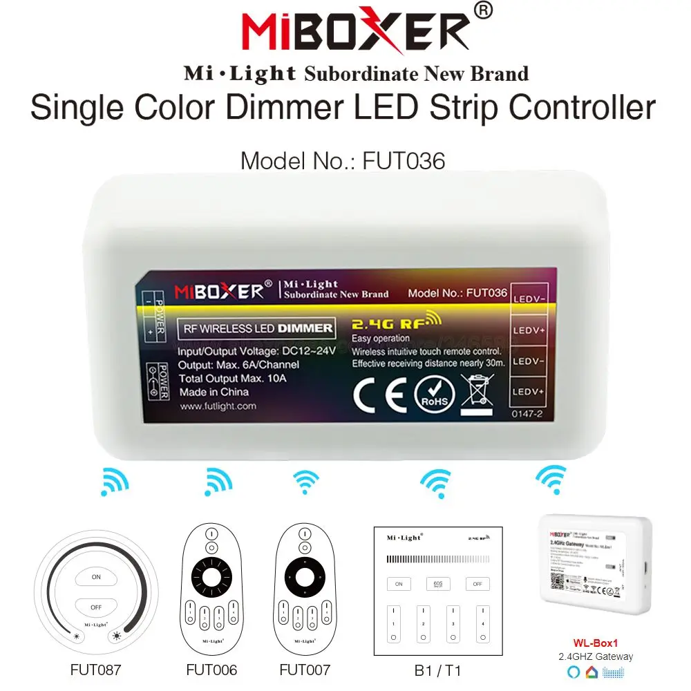 FUT036 Miboxer 2 4G RF беспроводной Wi Fi совместимый 4 зонный регулируемый светодиодный