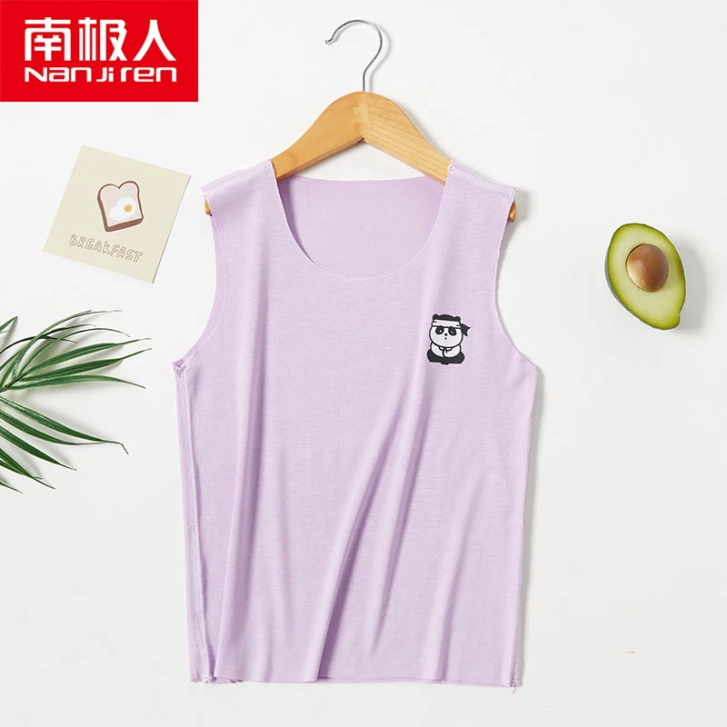 NANJIREN/Детские топы Летние без рукавов для детей Модальная фиолетовая футболка