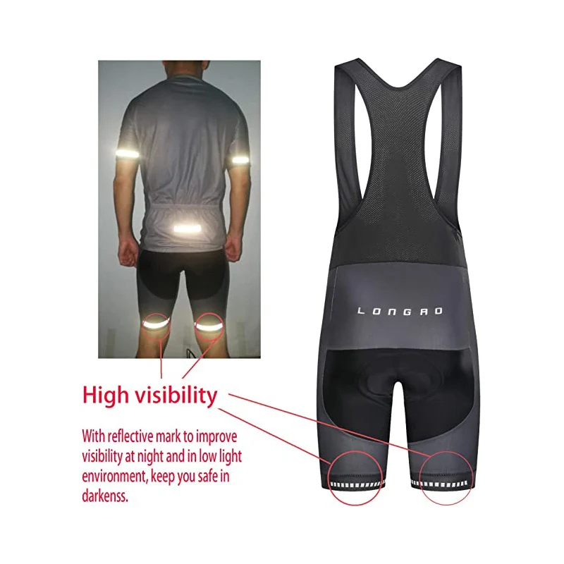 Длинные велосипедные шорты AO мужские светоотражающие дышащие трико брюки для