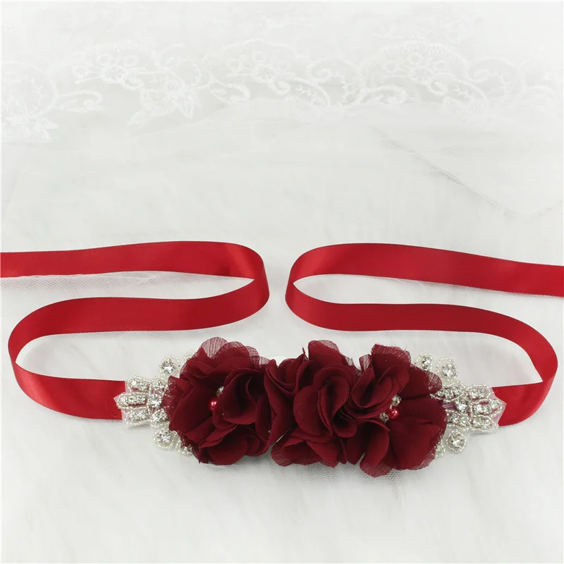 (1 шт.) серебряный стразы свадебный пояс цветочная ткань полиэстер атласный для