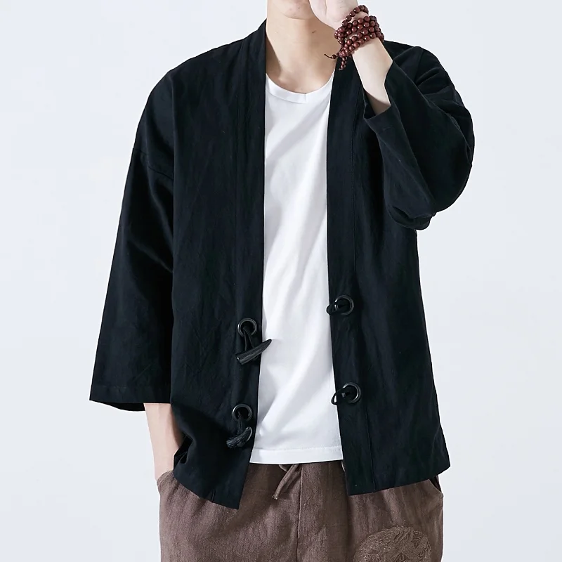 Мужская футболка в китайском стиле кунг фу традиционная китайская льняная