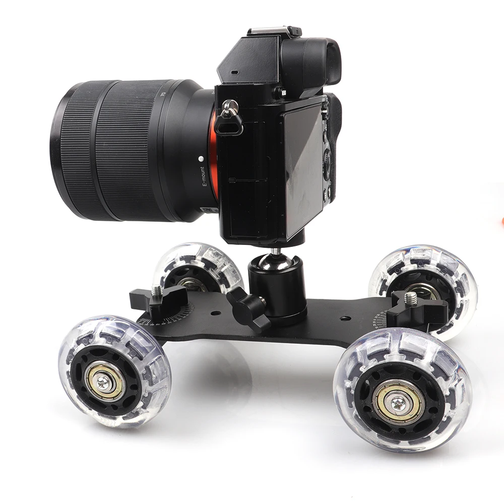 Lightdow 2 in 1 fotografia Rail Rolling Track Slider Skater Table Dolly Car + Q29 Mini testa a sfera per fotocamere/videocamere DSLR
