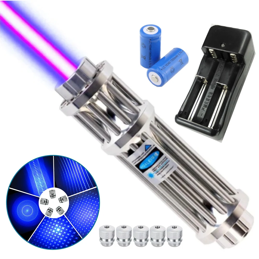 

Powerful blue high-power laser flashlight tactical laser equipment 450nm 1000m focusable laser sight burning match/cigar/candle