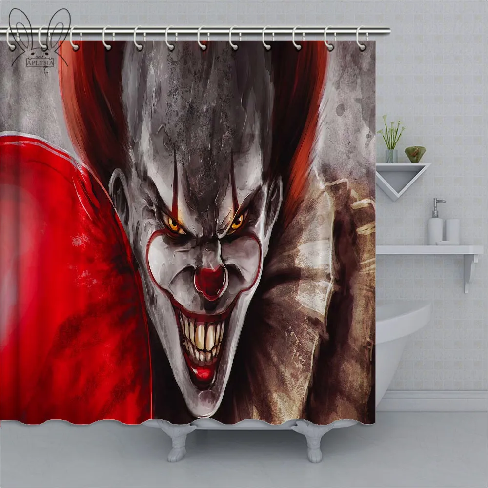 Занавеска для ванной комнаты с ужасным принтом из ужасного клоуна