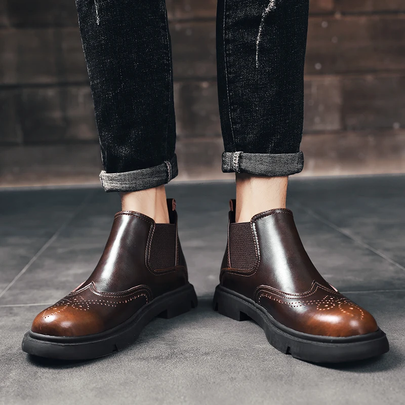 Новинка мужские ботинки из натуральной кожи сезон осень-зима Челси Мужская