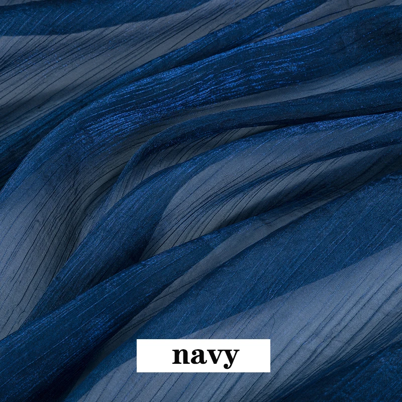 navy Ширина 150 см однотонный Блестящий органза ткань тюль, марля, сетка для Свадебная вечеринка сценическое платье DIY Павлиньего хвоста, ручная работа, украшение из ткани - Цвет: navy