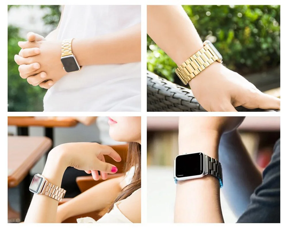2 шт браслет из нержавеющей стали для Apple watch серии 4 44 мм 40 iWatch band 42 38 Миланский