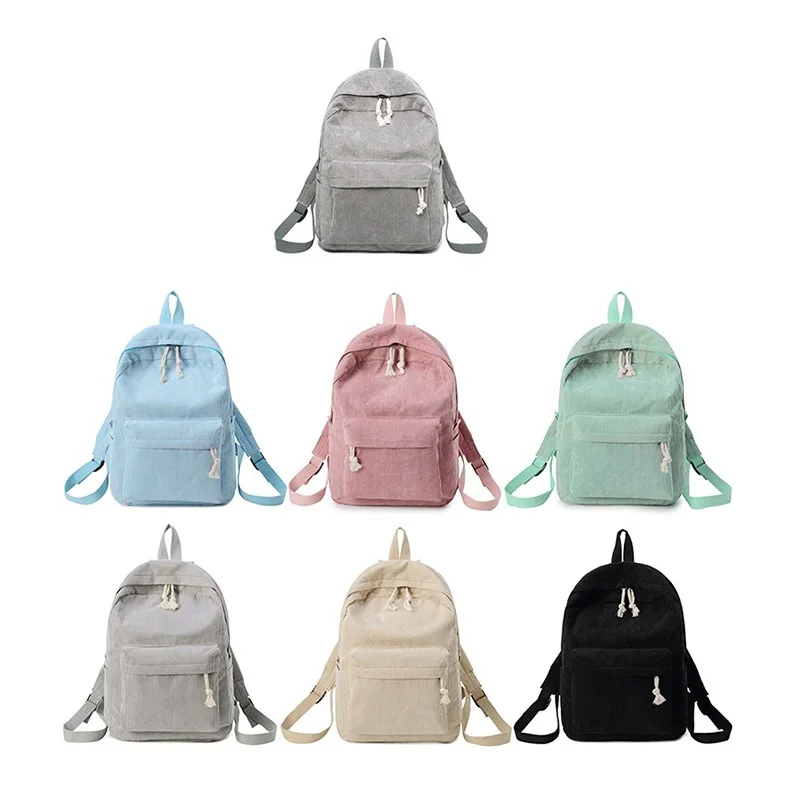 

2019 Preppy Style Soft Fabric Backpack Female Corduroy Design School Backpack For Teenage Girls Striped Backpack Women