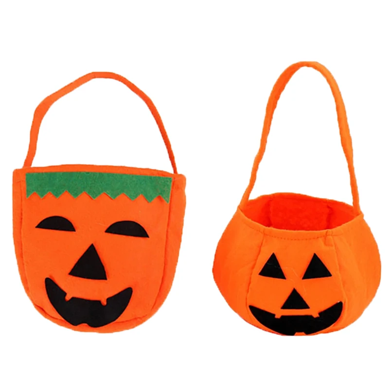 Halloween Foldable Candy Smile Pumpkin Bag Folding Personality Gift Basket Wacky Expressions Treat or Tricky Bags | Дом и сад