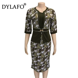 Комплект из двух предметов размера плюс 3Xl, женские офисные платья с принтом в африканском стиле, Вечерние Платья с цветочным принтом, платья в африканском стиле для женщин