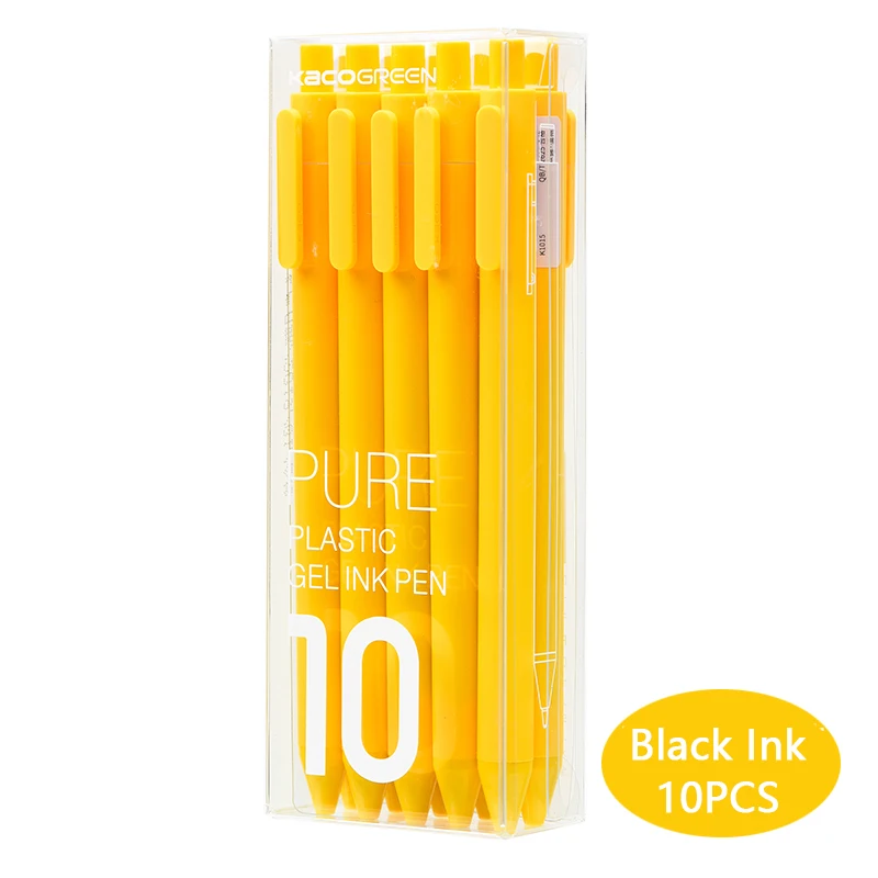 Yellow pen(10pcs) 10 шт./компл. Xiao mi Pen mi jia Kaco цветная ручка 0,5 мм mi Kaco Core прочная ручка для подписи заправлять черными чернилами+ Kaco Refills - Цвет: Yellow pen(10pcs)