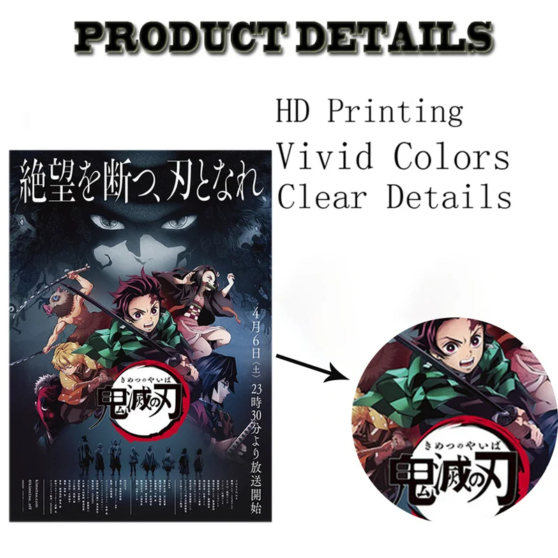 Японское аниме рассекающее демонов лезвие живопись на холсте серия персонажей