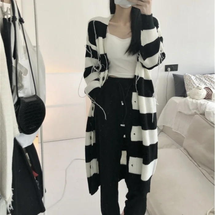 Женский однобортный Кардиган Свободный кардиган контрастных цветов в