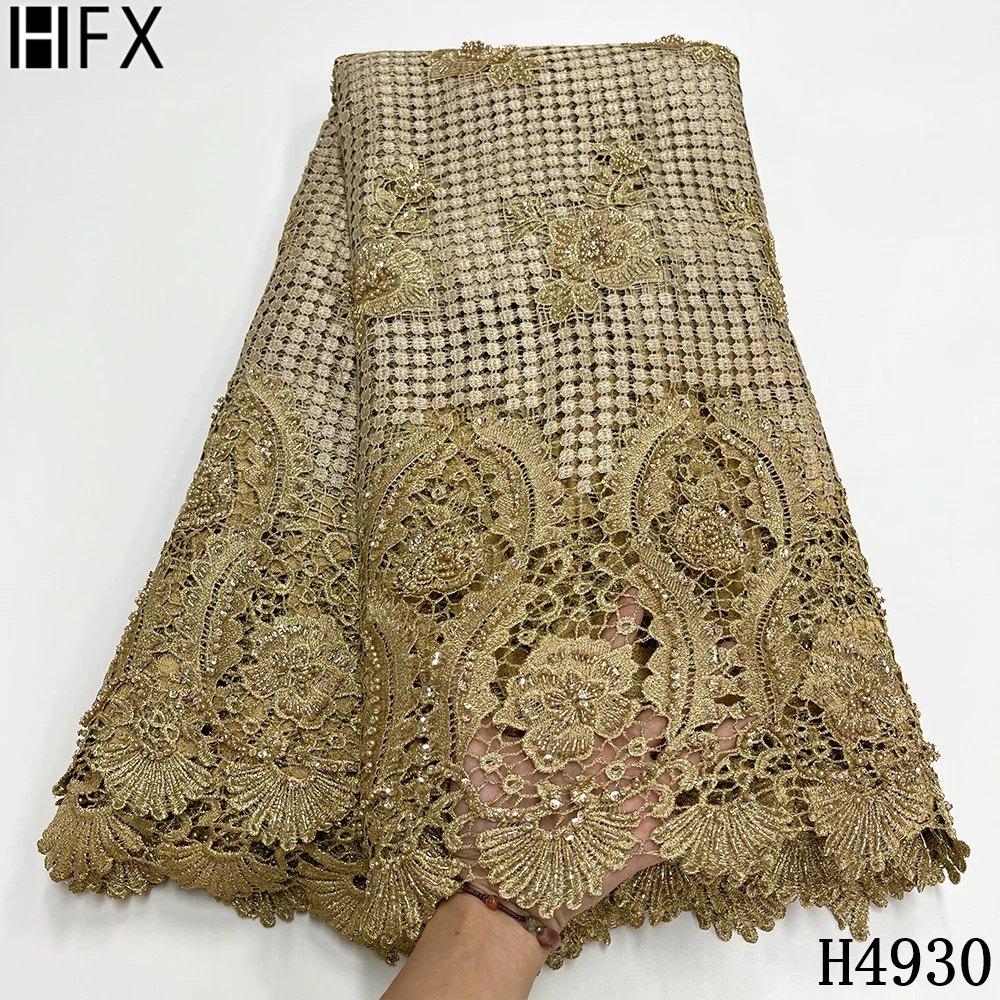 HFX Высококачественная роскошная кружевная ткань ручной работы из бисера 2021