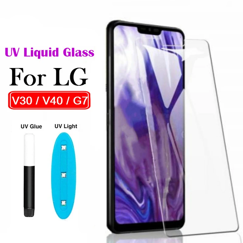 УФ нано Жидкий Клей закаленное Стекло для LG V30 V40 V50 TinQ изогнутые Экран протектор G7