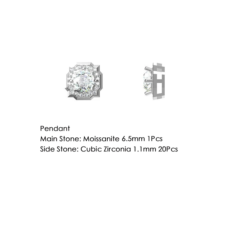 GEM'S BALLET 1.0ct VVS1 Brilliant Moissanite Diamond Pendant Necklace For Women 925 Sterling Silver Halo Wedding | Украшения и