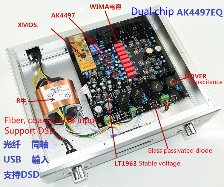 Двойной AK4497EQ + AK4118 сбалансированный Deluxe декодер DAC поддержка DSD