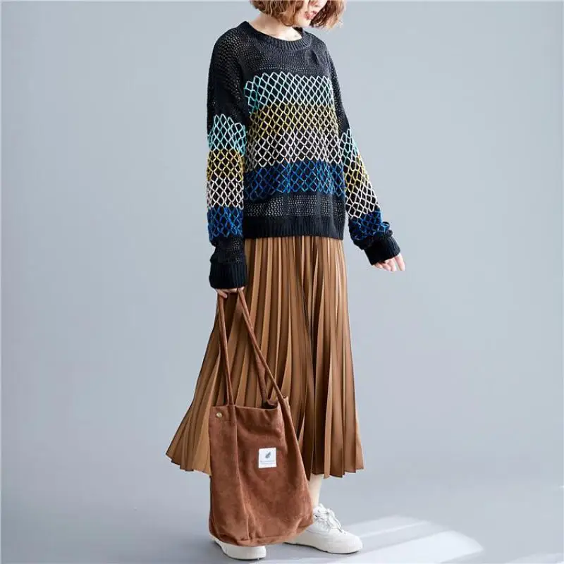 Новинка 2019 года. Повседневный Однотонный женский свитер с круглым вырезом и