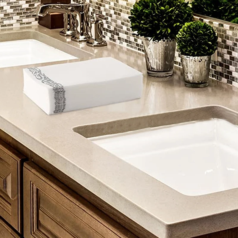 10Pcs Disposable Hand Towels Table Paper Napkins Elegant Tissue Vintage Towel White Foil Gold Birthday Wedding Party Home Decor - купить по