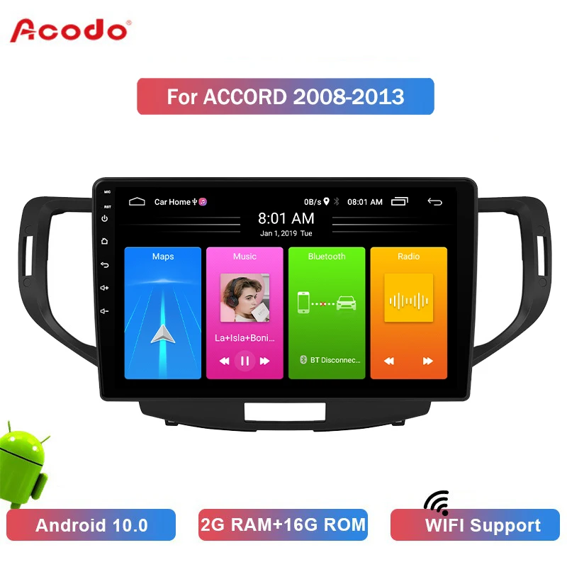 

Автомобильный радиоприемник, мультимедийный проигрыватель ACODO 2 + 16G Android 10,0 для Honda Accord 2008-2013 с GPS-навигацией, 2 din