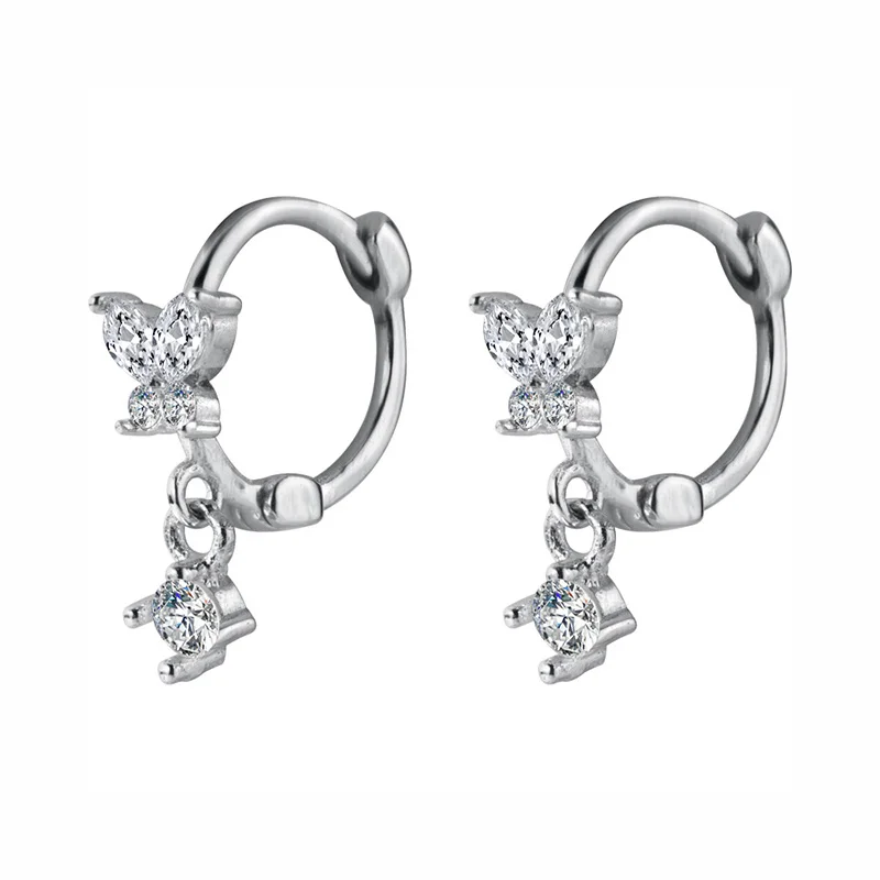 Trusta 925 Solid Sterling Silver Earrings Women Fashion Heart/Star Small Love Stud Ear Clip Jewelry Gift for Teen Girls DS904 - Окраска металла: DS01 C Silver