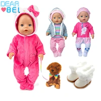 warm rompers jumpsuitsshoes fit 18 inch 43cm doll clothes born baby rompers suit for baby birthday festival gift teddy pet dog