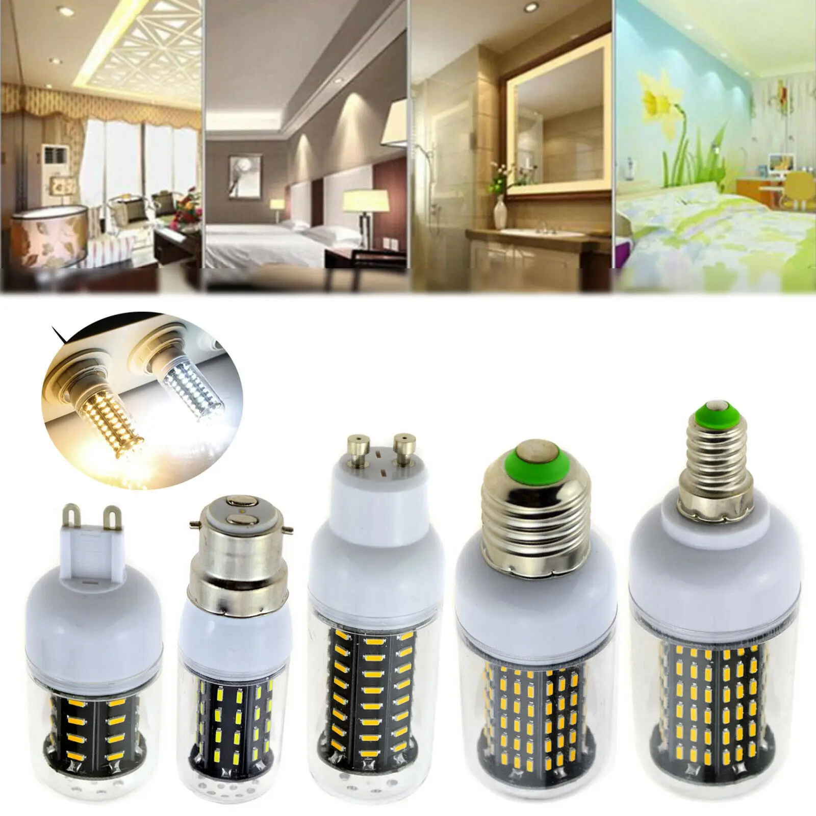 

5Pcs 12W - 35W Ultra Bright LED Corn Light Bulbs E12 E14 E26 E27 B22 Cool Warm White Lamp Energy Saving 4014 SMD AC 110V 220V