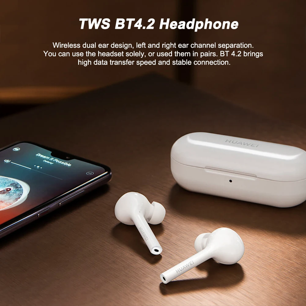 Huawei FreeBuds True Wireless Bluetooth Headphones TWS Earbuds Touch Control Earphones Noise Reduction Dual Mic Sports Headset
